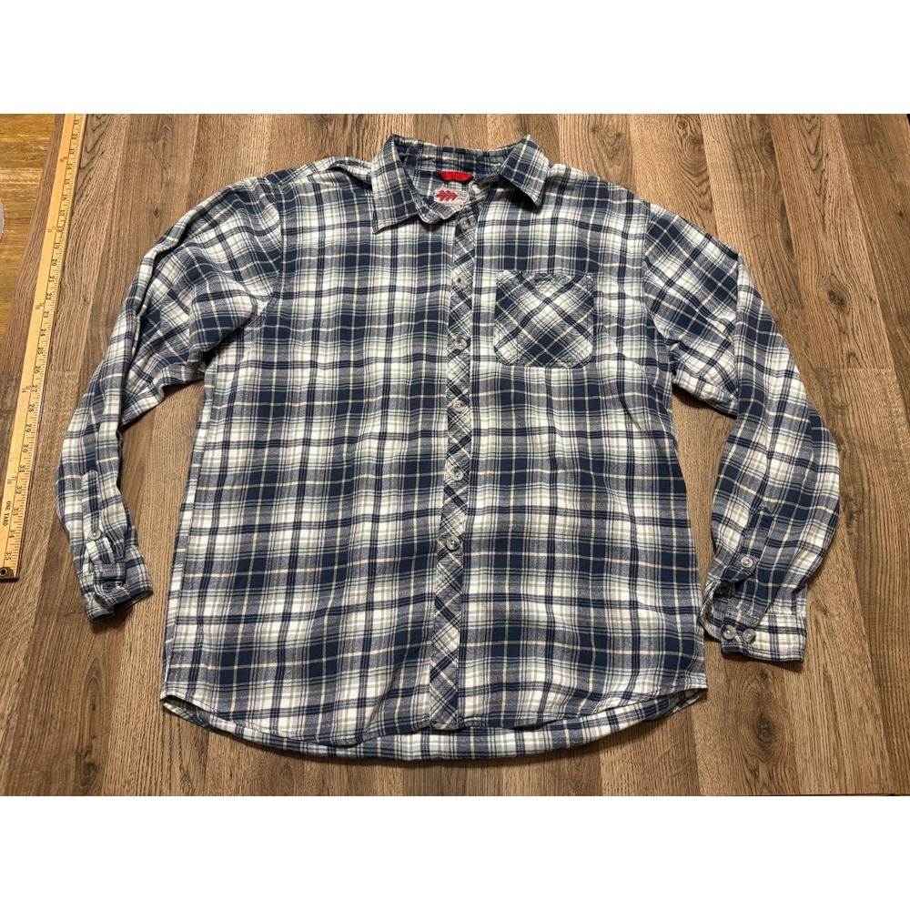 Field N Forest Shirt, Men's Size XL, Blue White Flannel Long Sleeve Button Up